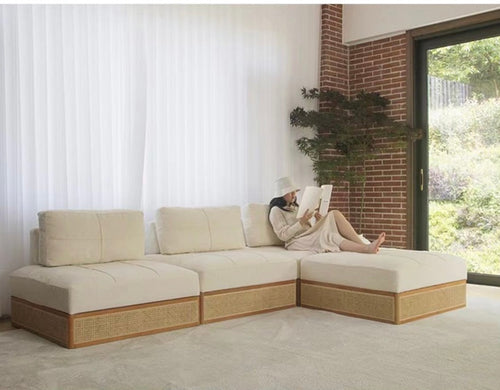 Rattan storage Modular piece sofa