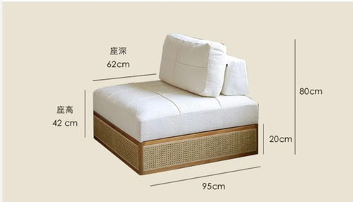 Rattan storage Modular piece sofa