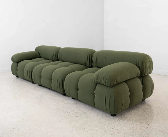 Adina 3-Seater Modular Boucle Sofa - Olive Green