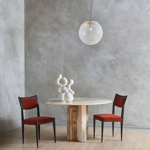 Pink French Marble Dining Table With Tiered Base