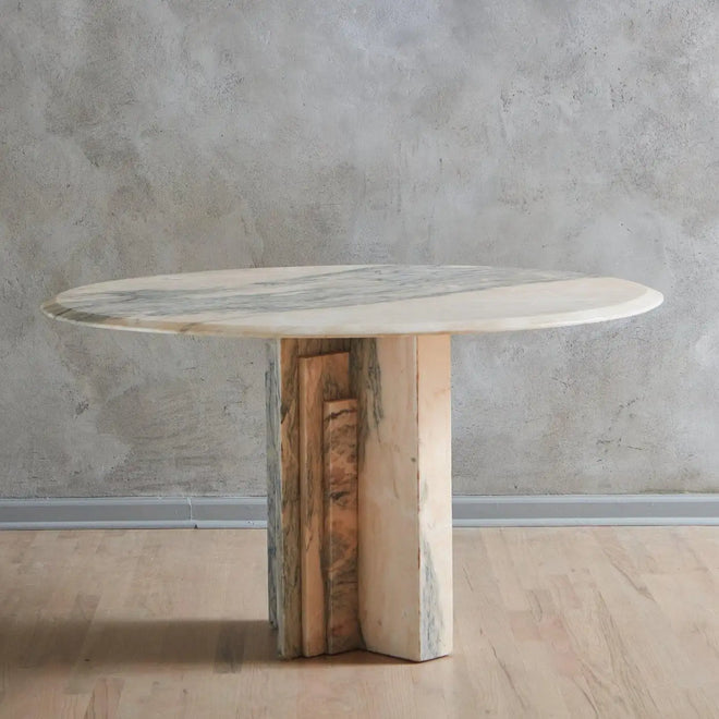 Pink French Marble Dining Table With Tiered Base