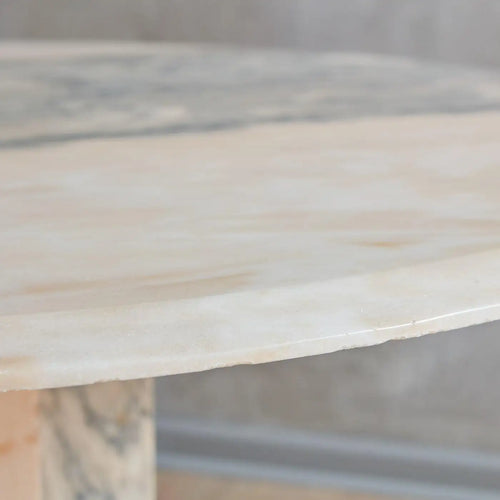 Pink French Marble Dining Table With Tiered Base