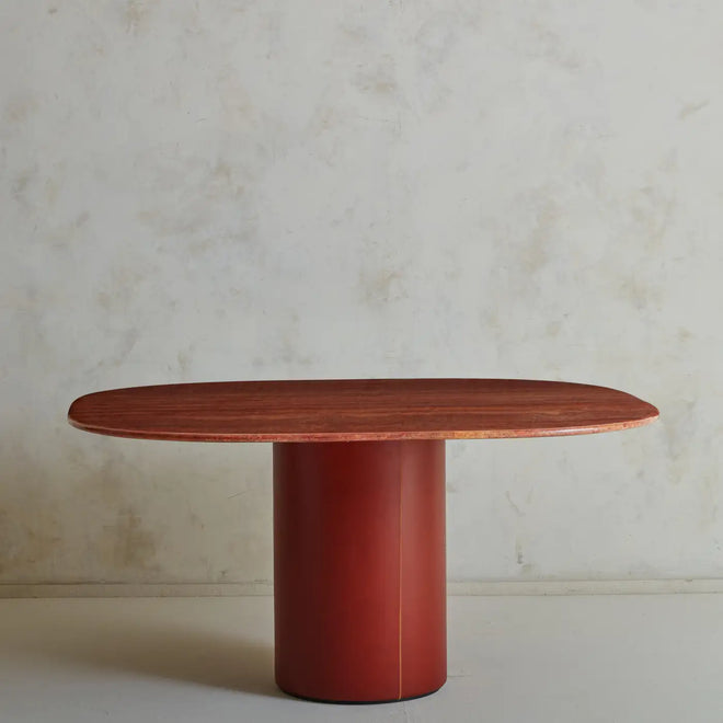 'Tobio' Leather Red Travertine Table