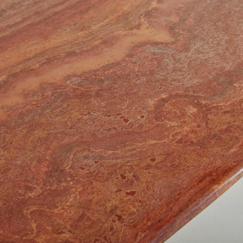 'Tobio' Leather Red Travertine Table