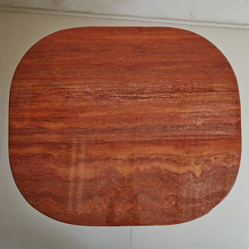 'Tobio' Leather Red Travertine Table