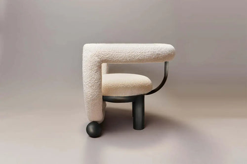 Kissing Armchair in Cream Boucle Fabric