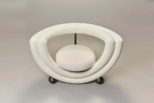 Kissing Armchair in Cream Boucle Fabric