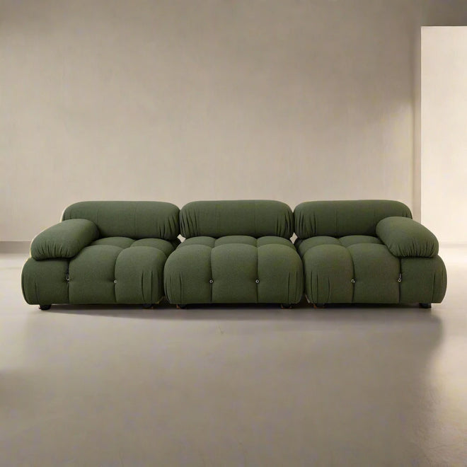 Adina 3-Seater Modular Boucle Sofa - Olive Green