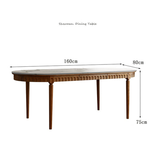 Ninette French solid wood slate oval dining table