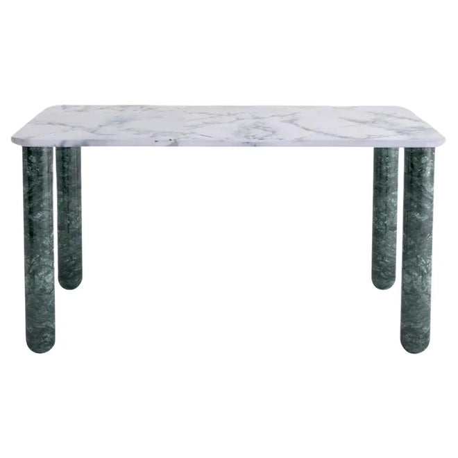 Medium White and Green Marble "Sunday" Dining Table, Jean-Baptiste Souletie