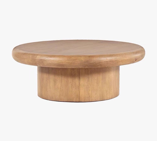 Nordic solid wood log tea table modern simple retro designer wooden small tea table living room household round tea table