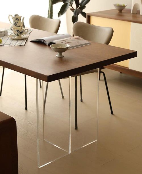 Béatrice cherry wood acrylic legs long table