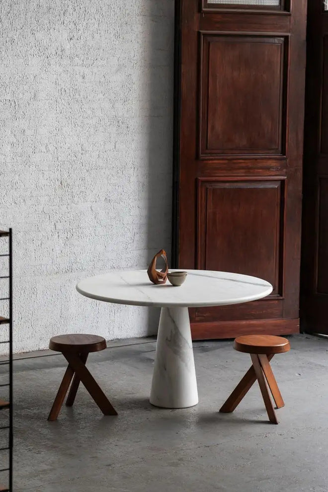 "Sienna" Cararra Marble dining table by Angelo Mangiarotti