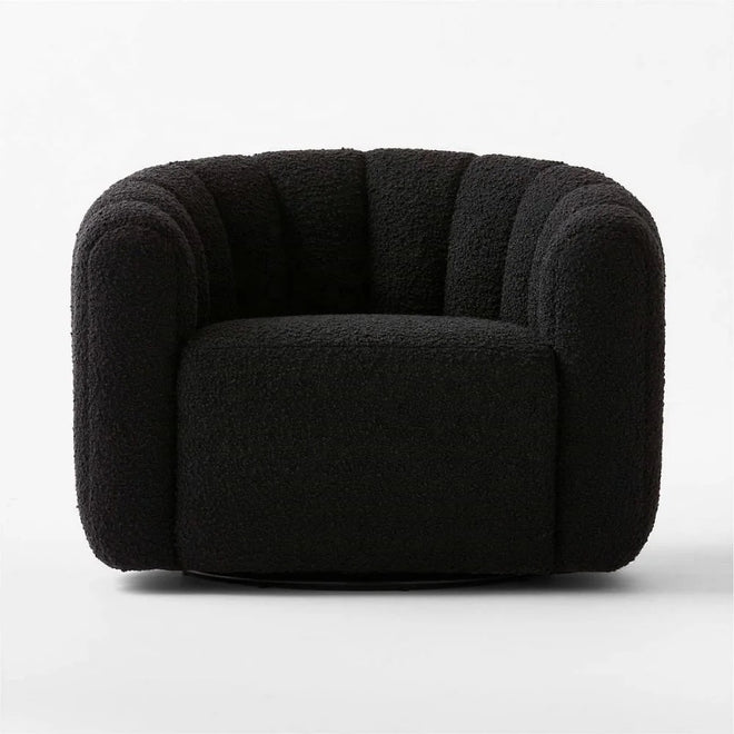 Gabriele Swivel Occasional Armchair - Boucle Black