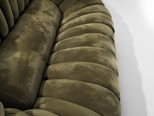 Italian Organic Sofa in Khaki Green Velvet