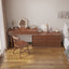 Walnut-coloured solid wood log bedroom dressing table