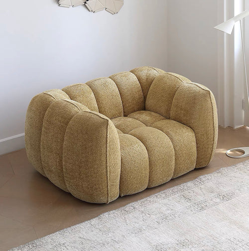 Pumpkin Single Sofa Designer Living Room Single Casual Nordic Vintage Fabric Lazy Sofa