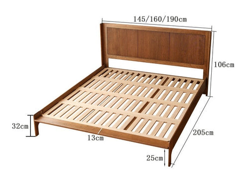 Théa mid century log retro large bed frame