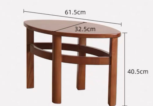 Nordic retro solid wood coffee table living room household small apartment round glass multi-functional combination coffee table small table