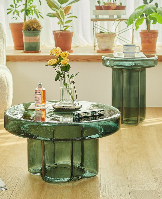 Ilaria Tempered Glass Round Coffee Table - Green