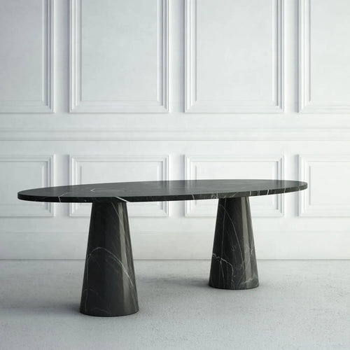 Amandine Modern Dining Table with an Oval Top and Conical Bases