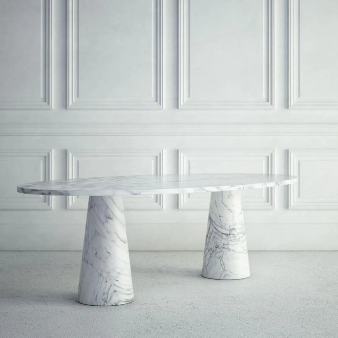 Amandine Modern Dining Table with an Oval Top and Conical Bases