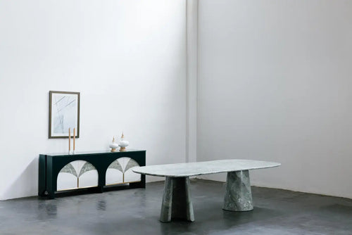 Modern Dining Table Verde Antigua Marble Handmade