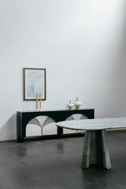 Modern Dining Table Verde Antigua Marble Handmade