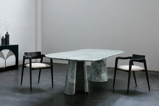 Modern Dining Table Verde Antigua Marble Handmade