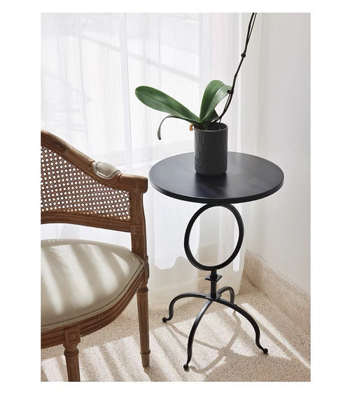 Classic metal round side table