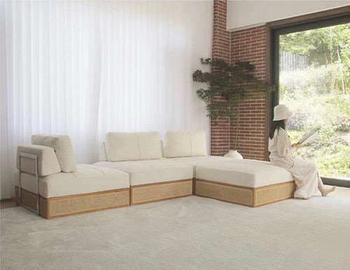 Rattan storage Modular piece sofa