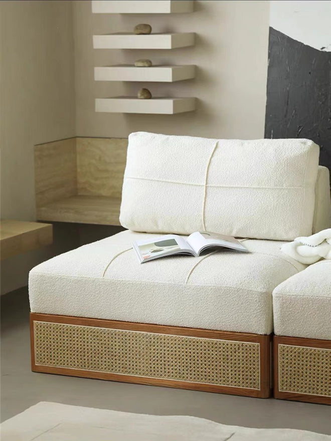 Rattan storage Modular piece sofa