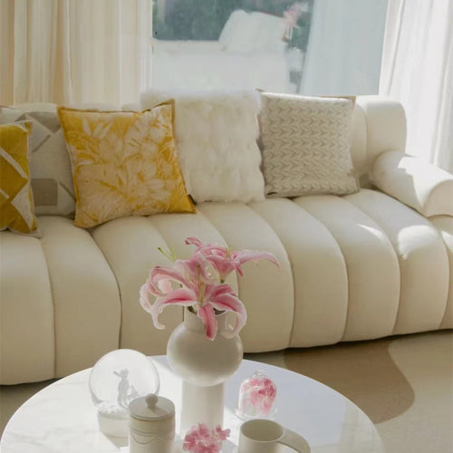 French light luxury cream white fabric module sofa