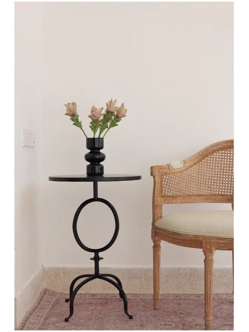 Classic metal round side table