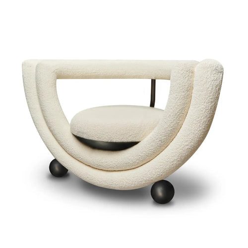 Kissing Armchair in Cream Boucle Fabric