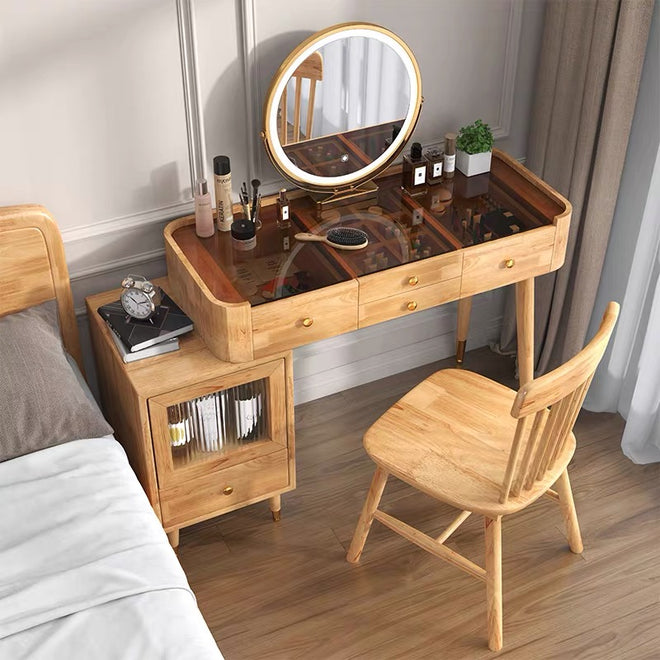Salomé glass solid wood dressing table