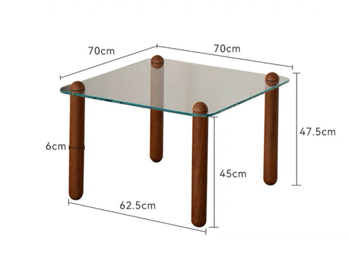 THE MAZAY coffee table living room household simple small apartment light luxury solid wood square glass coffee table small table