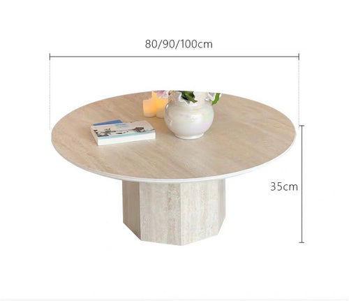 Wind Tea Table Coffee Table Marble Round Designer French Cave Rock Round Coffee Table