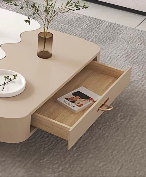 French cream puzzle style suspended coffee table