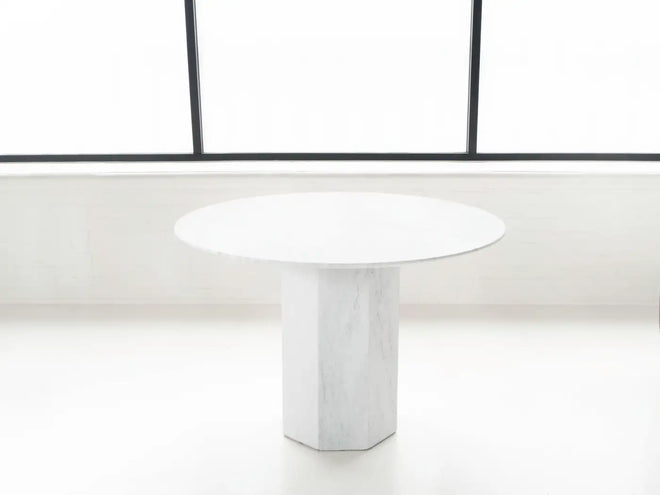 Italian Carrara Marble Postmodern Round Dining Table