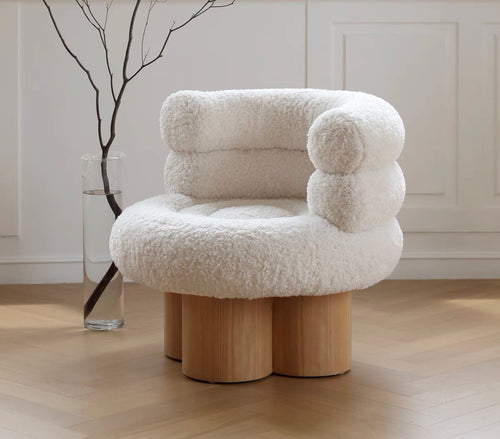 Modern Vintage Marshmallow Single Sofa Chair Living Room Solid Wood Cashmere Designer Leisure Chair