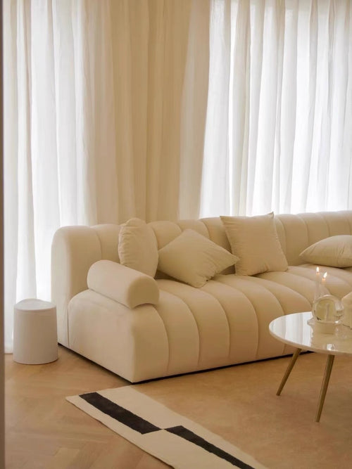 French light luxury cream white fabric module sofa