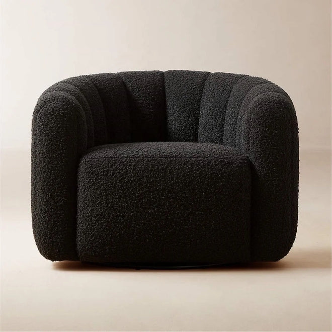 Gabriele Swivel Occasional Armchair - Boucle Black