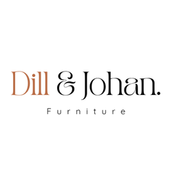 Logo for Dill & Johan Furniture, featuring the text 'Dill' in a warm terracotta tone and 'Johan' in classic black, symbolizing elegance and sophistication.