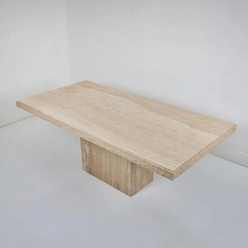 Dante Roman Travertine Dining Table with a Quarry Edge