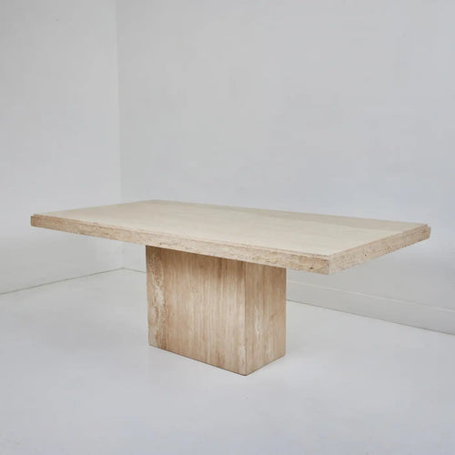 Dante Roman Travertine Dining Table with a Quarry Edge