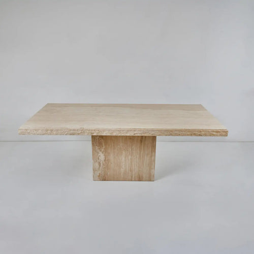 Dante Roman Travertine Dining Table with a Quarry Edge