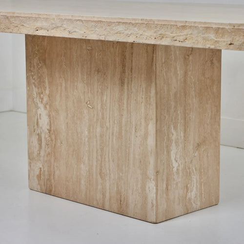 Dante Roman Travertine Dining Table with a Quarry Edge