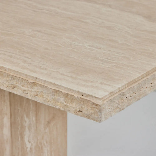 Dante Roman Travertine Dining Table with a Quarry Edge