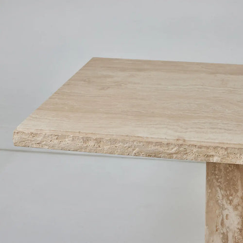 Dante Roman Travertine Dining Table with a Quarry Edge